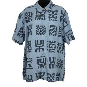 Quiksilver Waterman Collection Blue Button-Up Shirt Size Medium M Hawaiian EUC